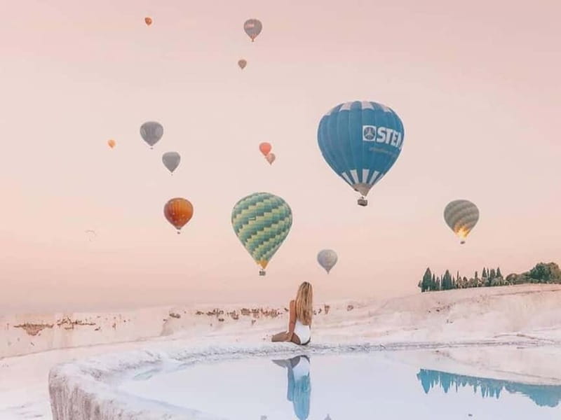 From Kusadası: Pamukkale Day Trip w/Balloon Flight & Lunch - Travertines, thermal water, and time on foot
